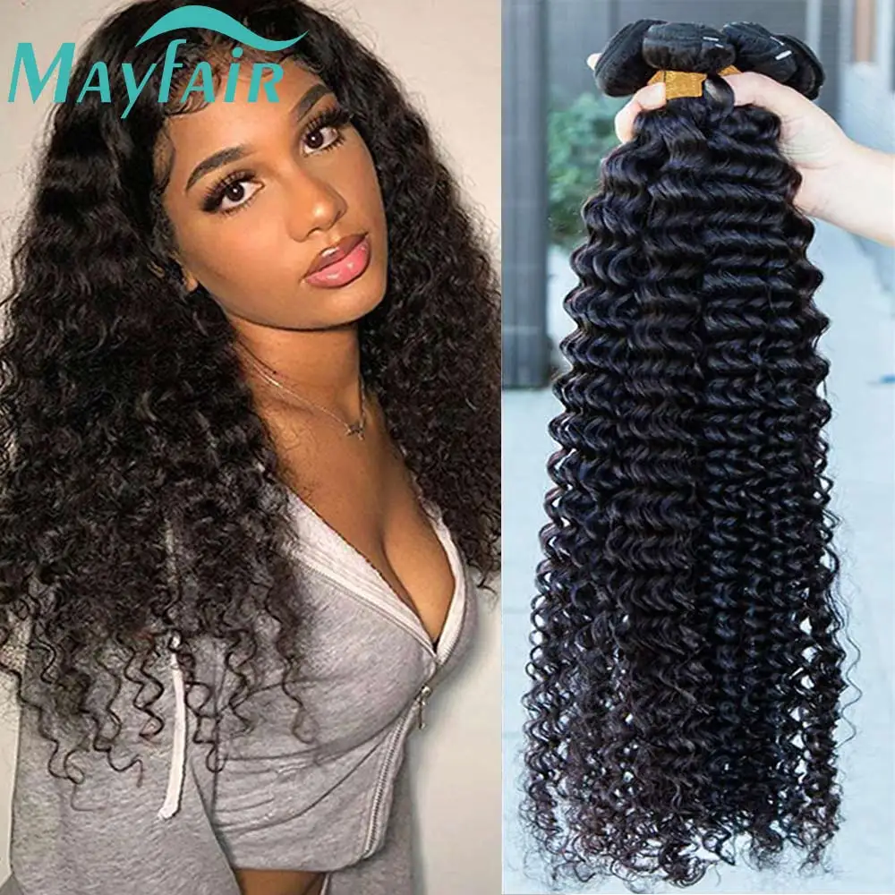 

Deep Wave Human Hair Bundle Deal Brazilian Human Hair Weave Hair Extensions Afro Jerry Curly Raw Hair Weave 3/4 Bundle 30 32inc