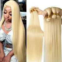 Extensions de cheveux humains blonds 613, lisses, non traités, grade 12A, cheveux vierges vietnamiens, 24, 26, 28, 30 pouces, 1/3/4 paquets pour femmes 2