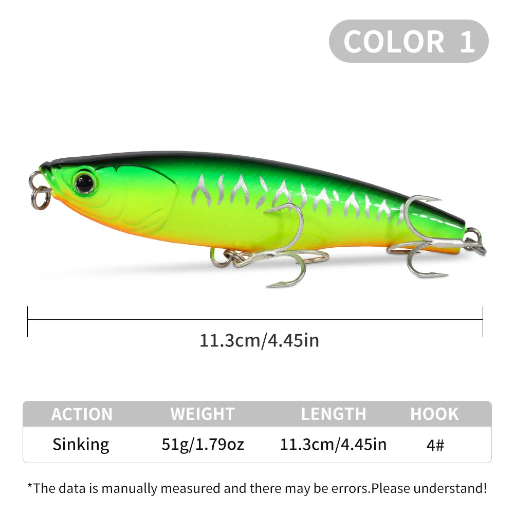 BILLINGS 1 Stück 11cm/51g Sinkender Pencil-Köder Salzwasser-Angeln Weitwurf-Spinner Metall-Jig Realistischer Kunstköder Harter Köder – Detail 7