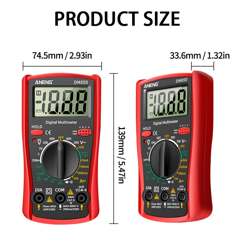 Digital Multimeter ANENG DM850 1999 Counts Automatic AC/DC Voltage Tester Current Ohm Ammeter Electric Professional Detector Tool