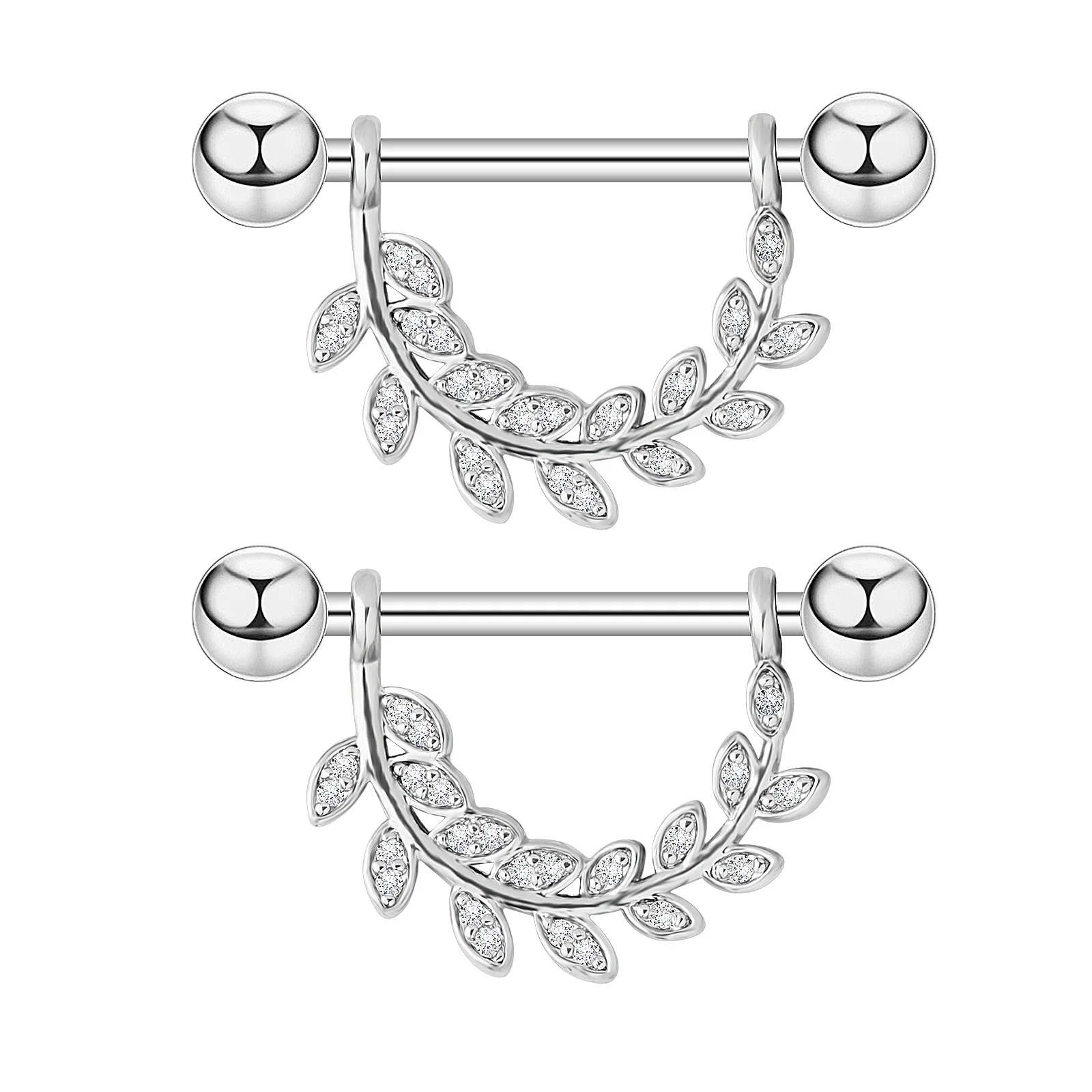 

1 Pair Stainless Steel Breast Ring Tassel Leaf Breast Ring Fashionable Breast Nail Nipple Geometric Piercing Jewelry for Woman