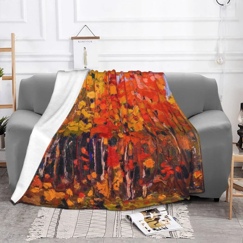 Tom Thomson Autumn Wood Blanket Fce All Season Lightweight Throw Thick blankets for Bed Sofa Camp Office