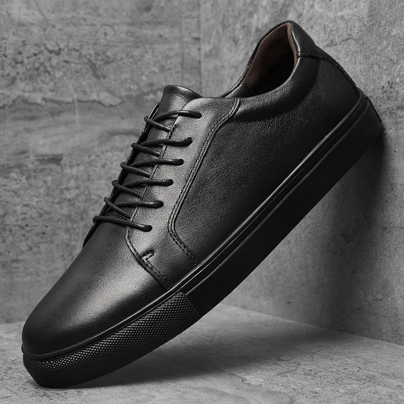 

Genuine Leather Men's Casual Shoes High Quality Spring Comfort Sneakers Fashion Lace-up Luxury Brand Men Shoes Tennis Masculino