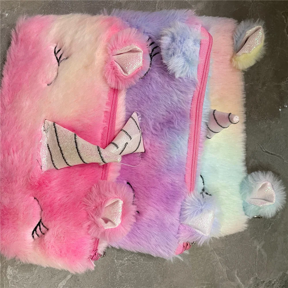 1X Random Color , Animal Coin Bag , 22CM Plush Unicorn Keychain Pocket Coin BAG Purse