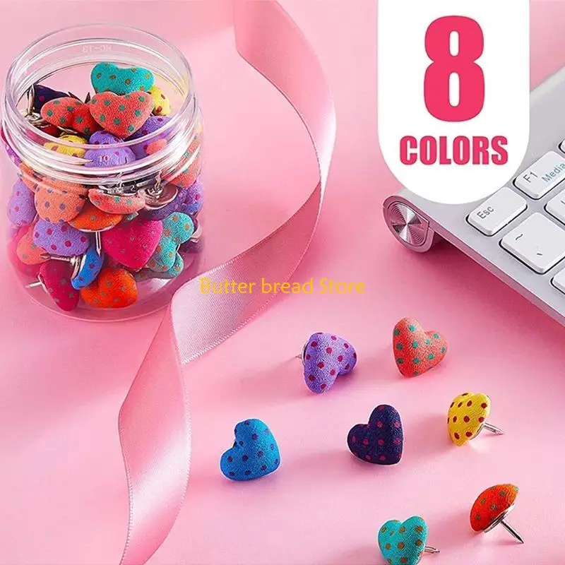 W89C 60 PCS 학교 게시판 보드 용 컬러 ??하트와 같은 푸시 핀