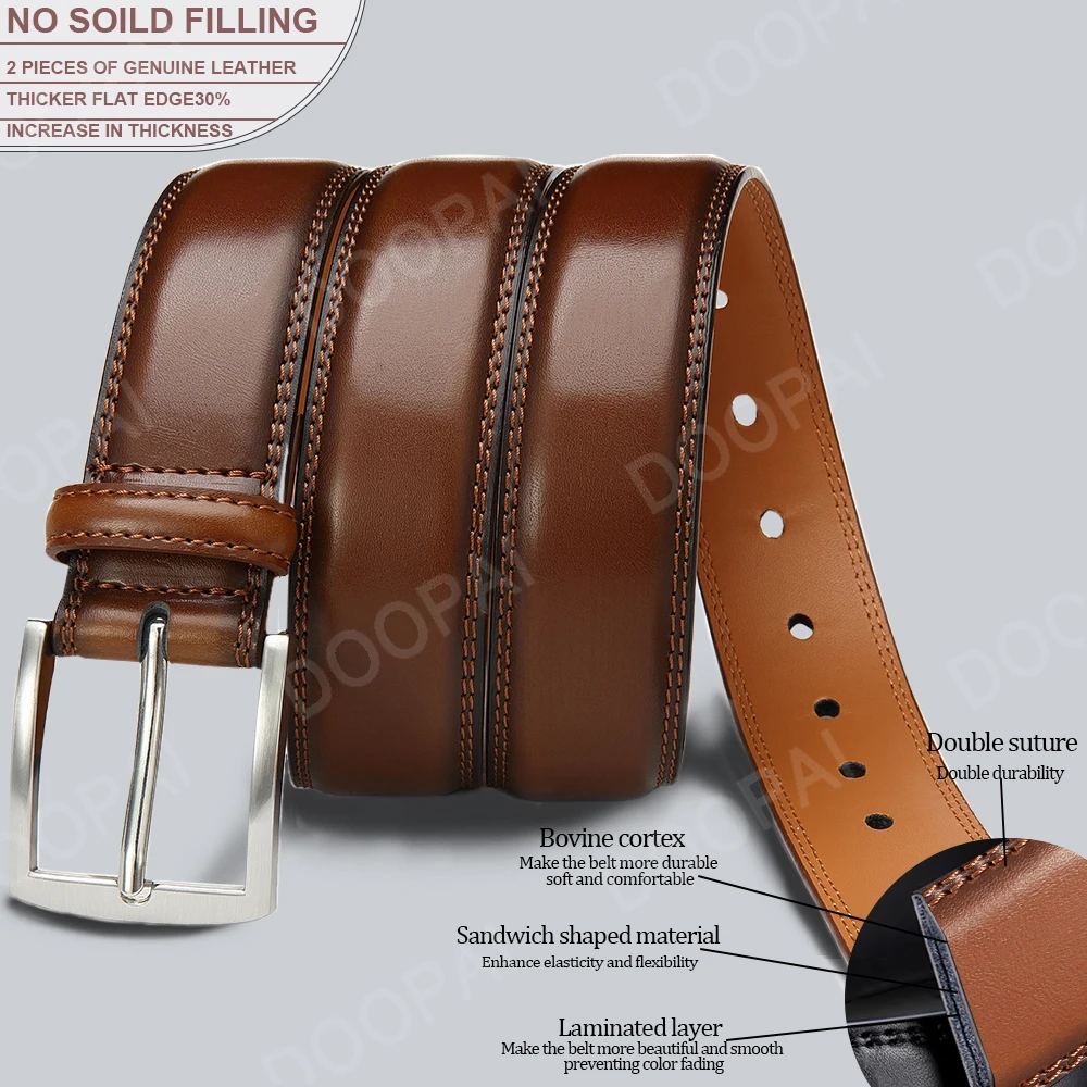 2025 Men Belts Pin Buckle Metal Automatic Buckle Belt Genuine Leather Male Belt Strap Male Black Coffee Brown WaistBelts for Men