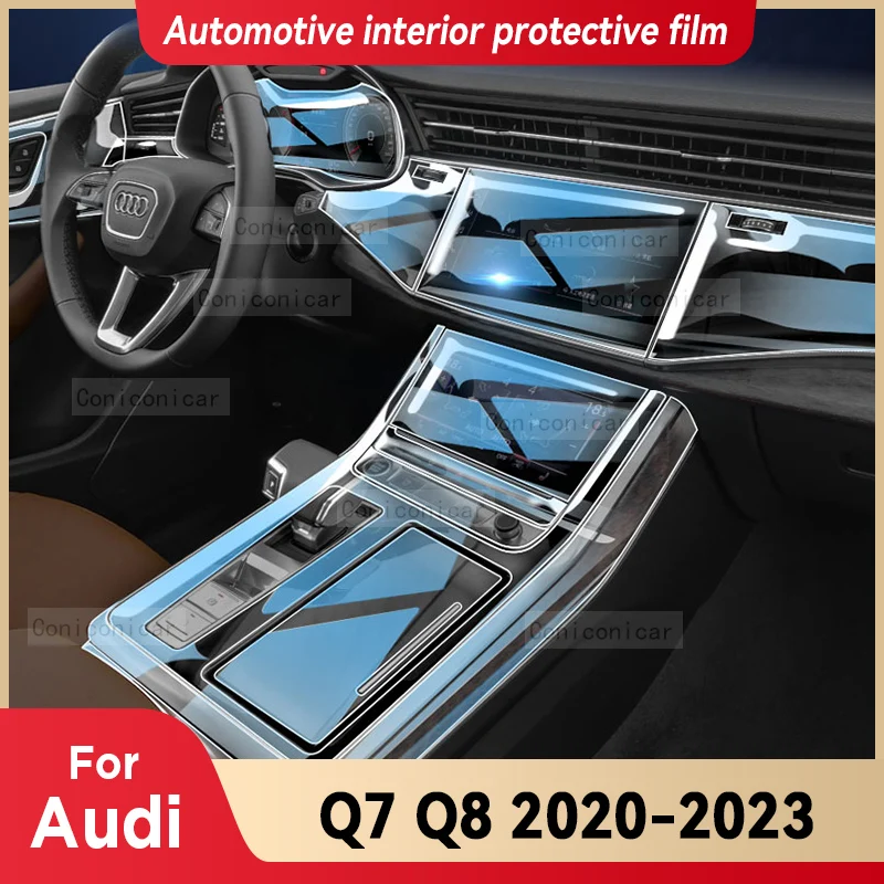 

For Audi Q7 Q8 2023 2022 2021 TPU Gearbox Panel Film Dashboard Screen Protective Sticker Interior Anti-Scratch Car Accessories