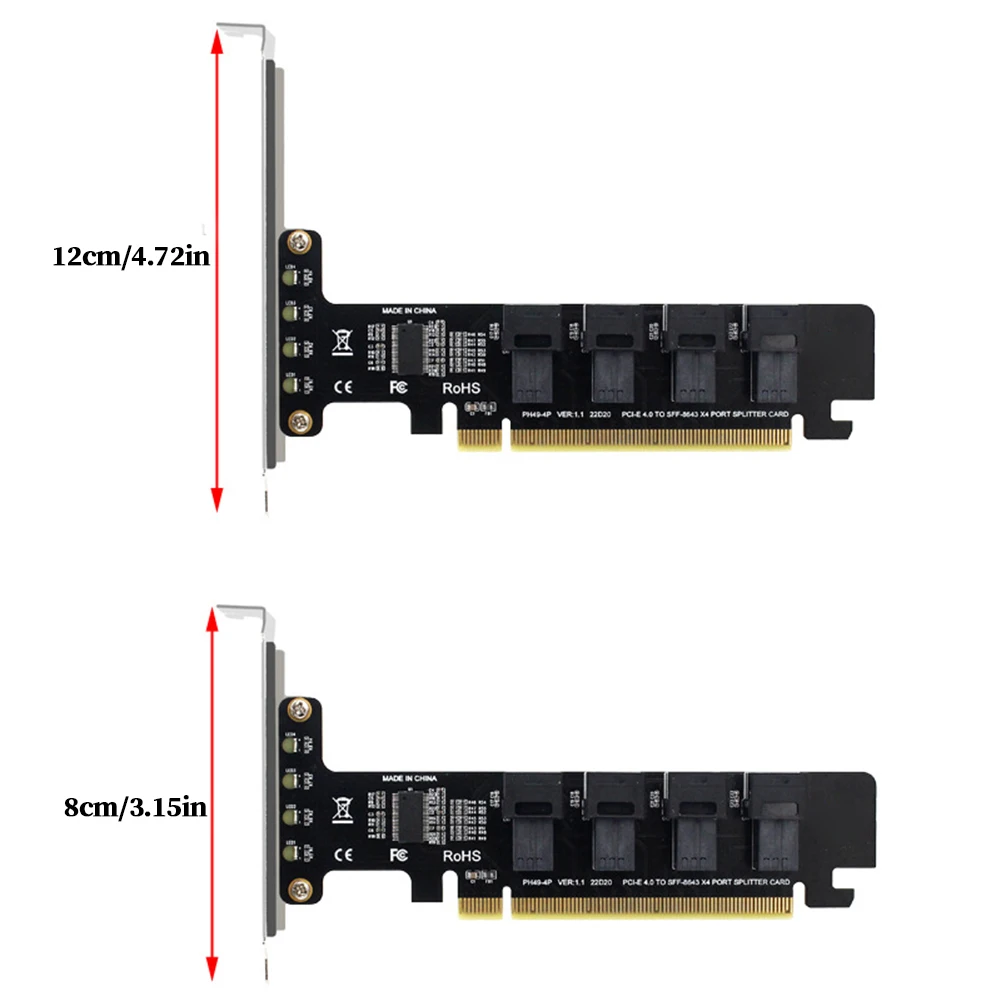 컴퓨터 메인보드용 NGFF PCI-E 16X-4 포트 U.2 분할 확장 카드, PCI-E 16X-4 포트 U.2 SFF-8643/8639 분할 카드