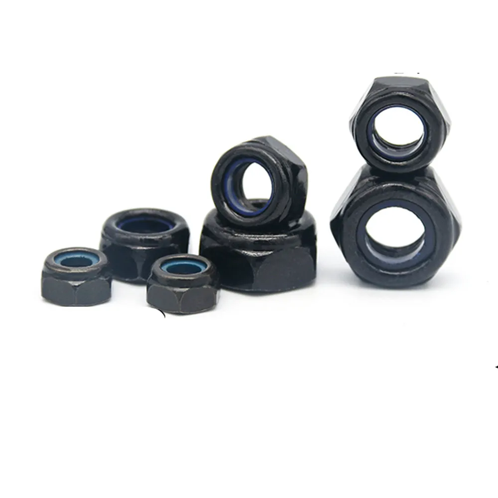 

2-25PcsDIN985 M2 M2.5 M3 M4 M5 M6 M8 M10 M12 M16 Black Hex Nylon Insert Lock Nut Self-locking Locknut