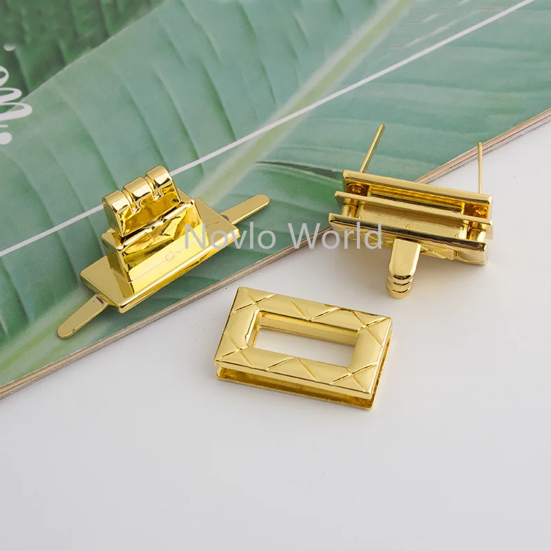 5-10-30pieces 33x19mm fashion bag rectangular lock K gold handbags lock hardware Twist lock