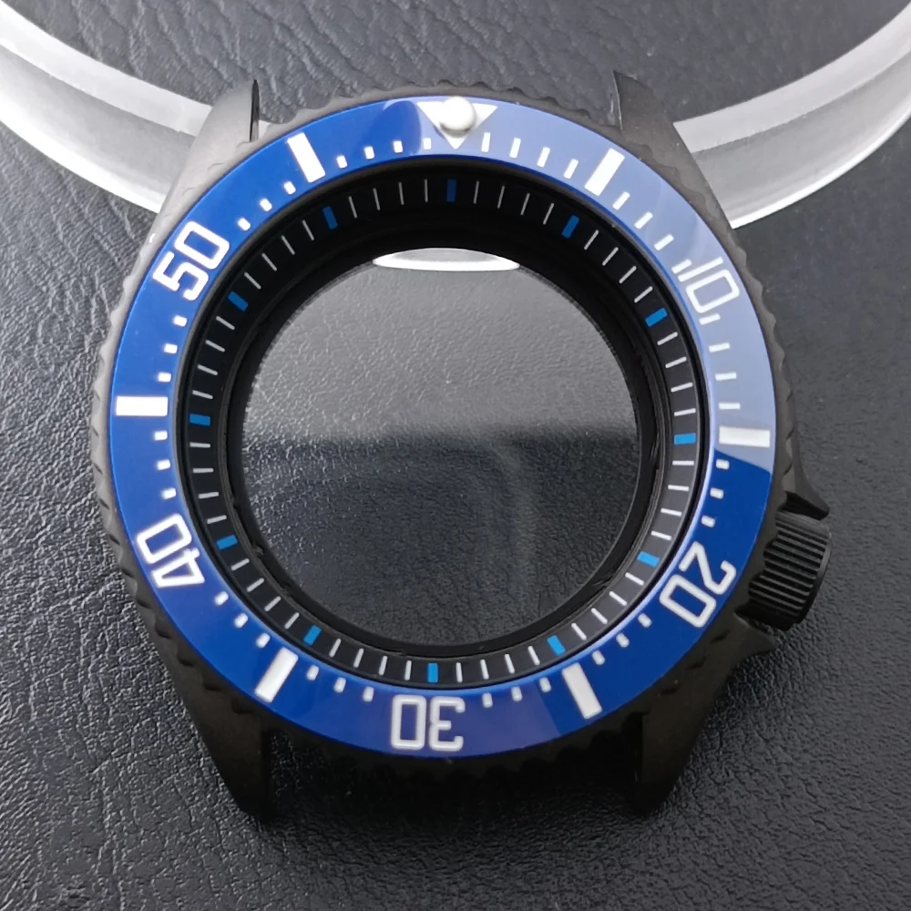 High-Quality 42mm Men's Steel Black Watch Case with Sapphire Glass and 22mm Band