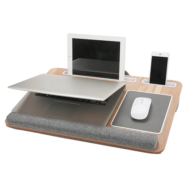 Soporte portátil de bambú para ordenador portátil, almohadilla de ratón,  reposamuñecas para Notebook con tableta, bolígrafo