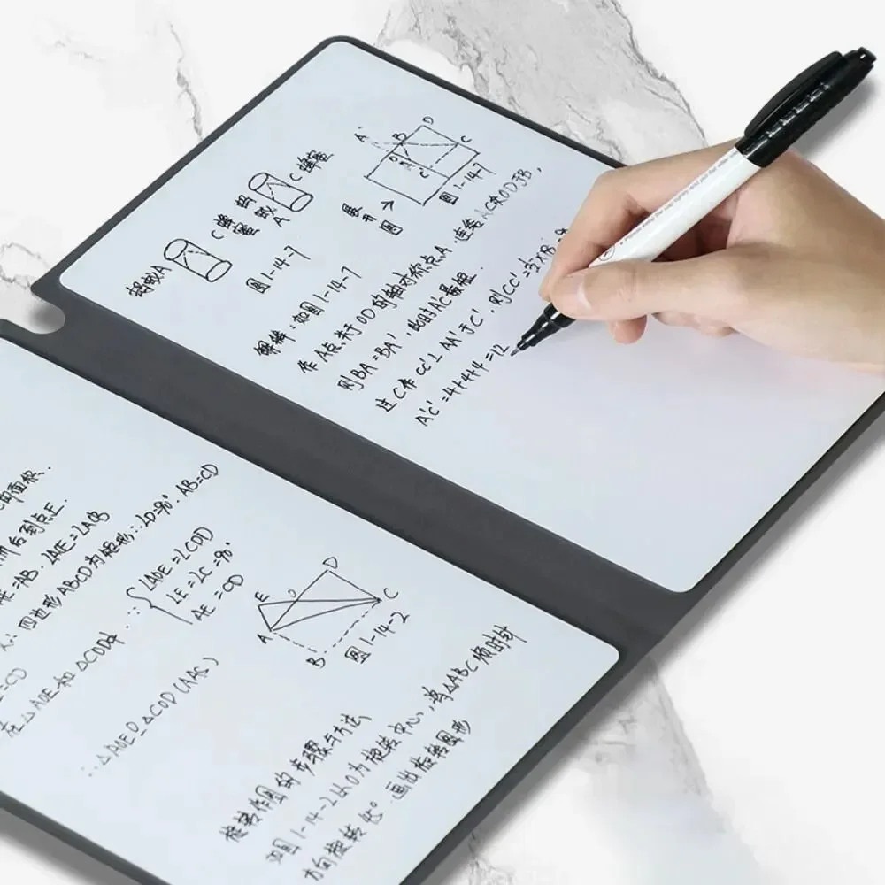 1 Pcs Reusable Whiteboard Notebook Set With Whiteboard Pen Erasing Cloth Leather Memo Pad Weekly Planner Portable Stylish Office whiteboard notebook set