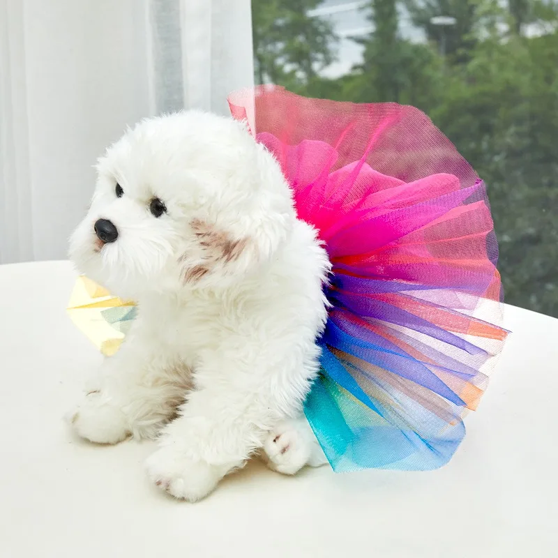 New Summer Pet TUTU Yarn Skirt Bright Silk Yarn Dog Skirt Strap Princess Half