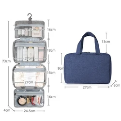 Hanging Travel Toiletry Bag: Splash - Resistant, Large - Capacity Cosmetic Organizer (Navy Blue)