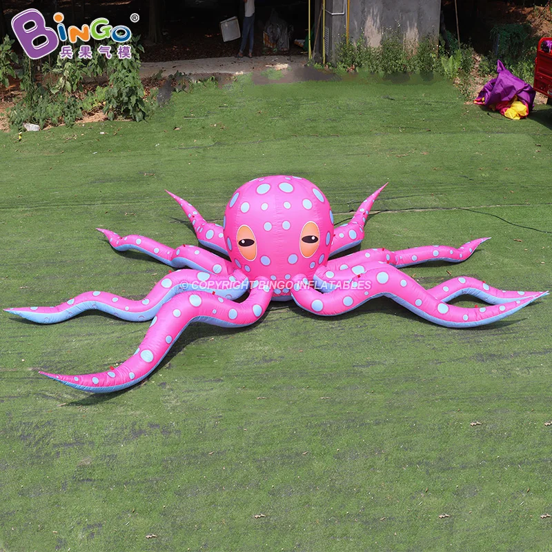 

Hanging Inflatable Octopus With LED Lights For Event Decoration 5x5x1.4 Meters Giant Octopus Ocean Stage Props Toys