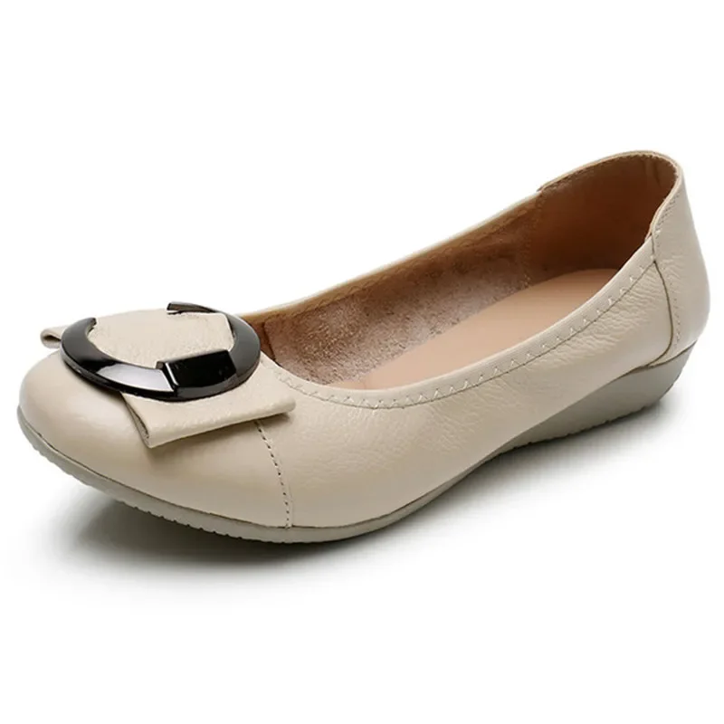 Women flat shoes new women Ballet casual genuine leather shallow lace-up round toe Loafers women Loafers Women Shoes Casual Shoes Women Flats