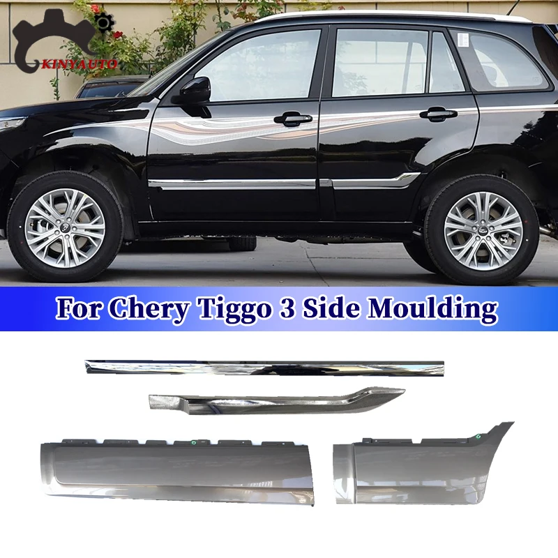 Side Moulding Chrome Front Rear Door Garnish Anti-scratch Strip Trim Protector Plate For Chery Tiggo 3