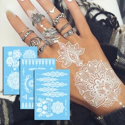 Temporary Tattoo for Women Lace Tattoos White Henna Paste Fake Waterproof Tatto Feather Flora Flower Arm Hand Face Tatoo Wedding