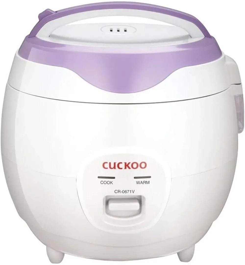 

Cuckoo CR-0671V 6 Cup Basic Electric Rice Cooker and Warmer, Nonstick Inner Pot, White/Purple