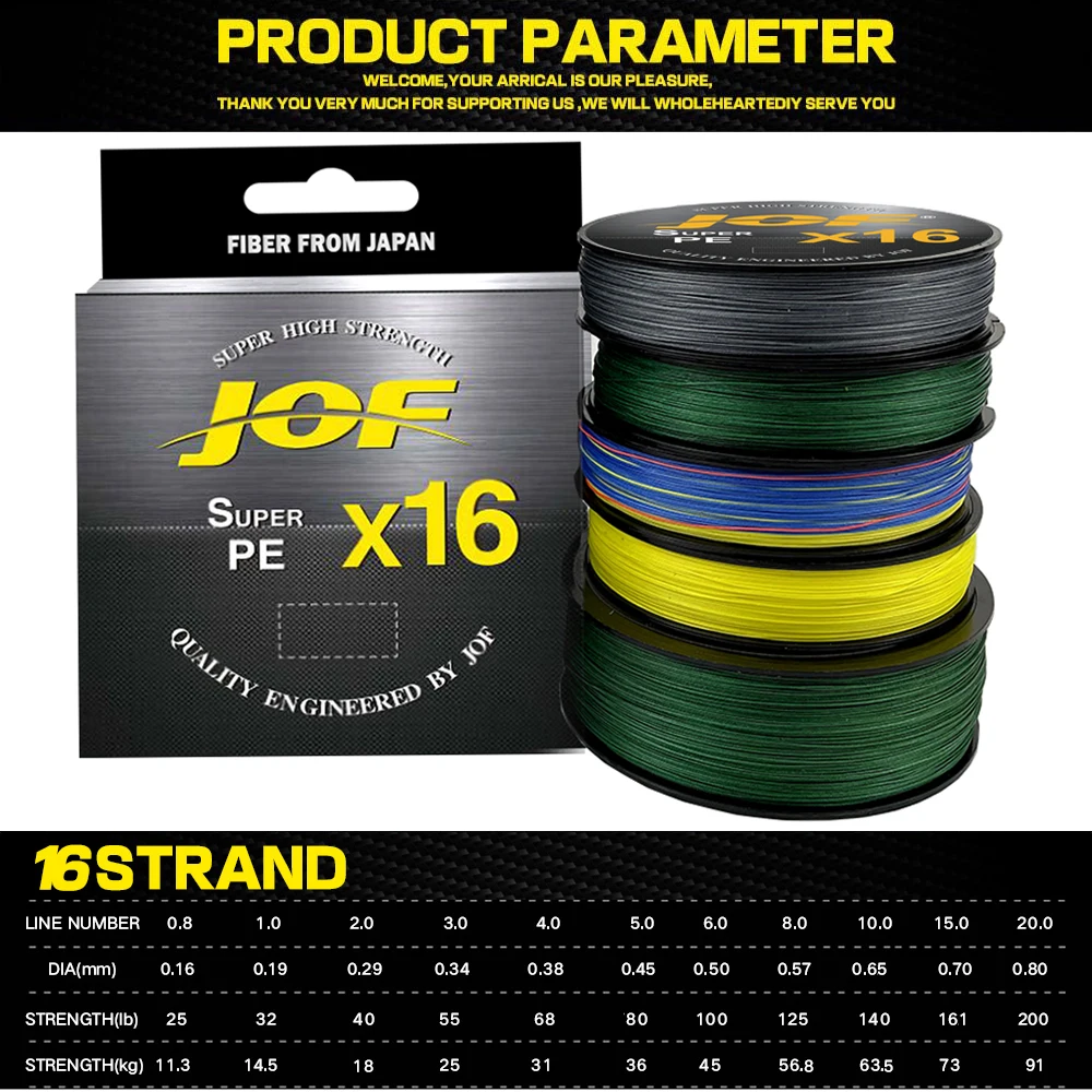 중공 편조 PE 와이어 멀티 필라멘트 낚싯줄, 강력한 낚싯줄, 잉어 플라이 낚시 와이어, X16, 300 m, 500m, 25-161LBS, 16 가닥