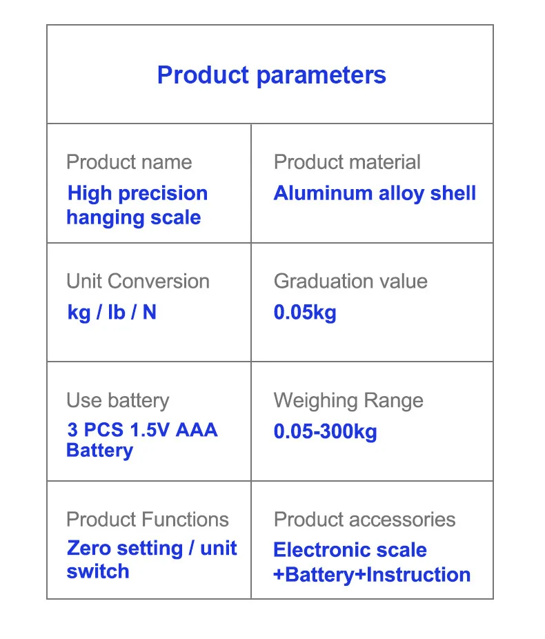 Tragbare Präzisions-Hängewaage, 200 kg/300 kg, wasserdicht/beständig, fallend, geeignet für Haushalt/gewerbliche/industrielle Zwecke – Detail 14