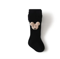 Collants pour bébé fille, mignon, dessin animé, peigné, couleur unie, avec ours, accessoires pour enfants de 3 à 8 ans 