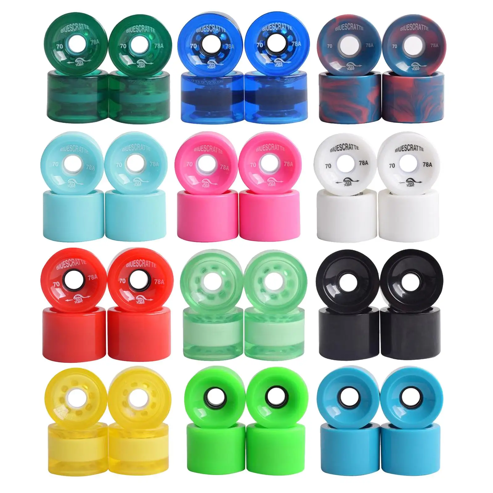 스케이트보드 휠 70mm 78A PU 소프트 롤러 ABEC-9 베어링 커버 액세서리 (롱보드 및 전동 스케이트보드용)