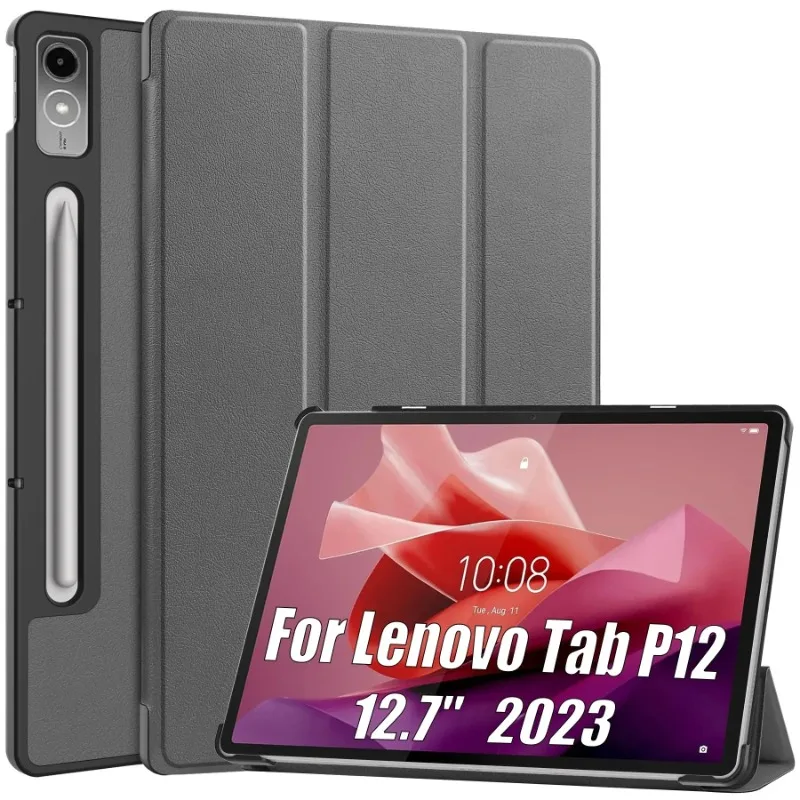 

Tri-Folding Stand Magnetic Smart Cover For Lenovo Tab P12 Case 12.7 Inch 2023 Auto Sleep/Wake Up Cover For Xiaoxin Pad Pro 12 7