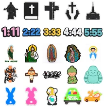 

1PCS Hot Selling Jesus God is Love characters PVC Croc Charms funny Shoe Accessories Fit croc clogs Decorations Buckle Gift jibz