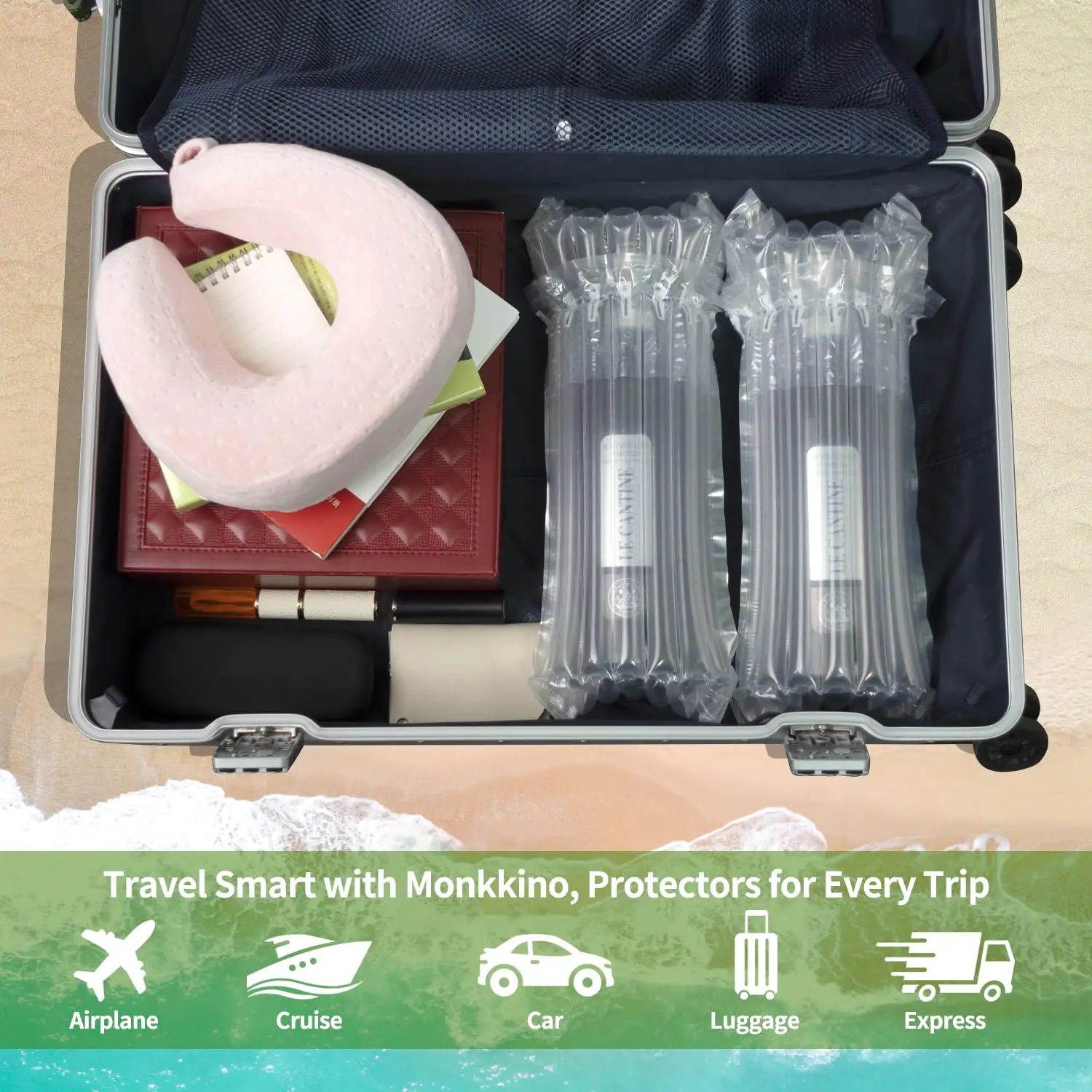 Wine Bottle Travel Protector Bags 10 Pack Inflatable Bubble Cushioning Packaging Shipping Glass Bottle Protection with Air Pump bubble mailers