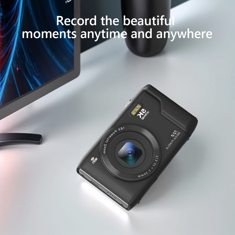 5K 휴대용 디지털 카메라 72MP 16배 줌 2.8인치 LCD 화면 브이로그 여행 카메라 WIFI 빈티지 브이로그 비디오 레코더 (성인용)