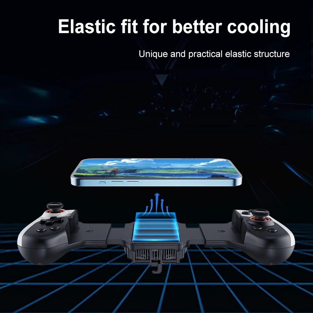 2 in 1 Telescopic Gamepad Dual Joystick Cooling Wireless Mobile Gaming Controller 300mAh for iPhone Android Phone Switch PC