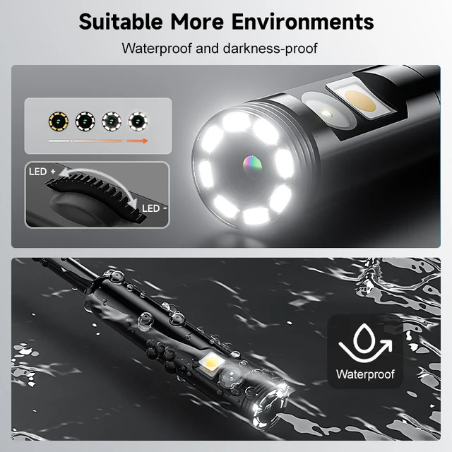 3 in 1 Industrial Endoscope 8mm Dual Camera 1080P for iOS/Type-C/Android Direct Connect Phones Borescope for Inspect Pipe Sewer 6