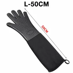 Extra Long Heat - Resistant Silicone Oven Mitts with Quilted Liner (1 Piece 50cm)