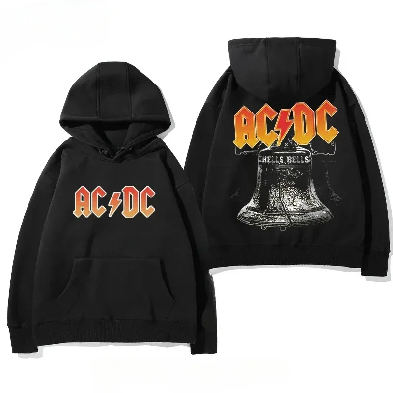 Men's AC/DC Hoodie - Autumn Winter Fleece Lined Printed Band Pullover