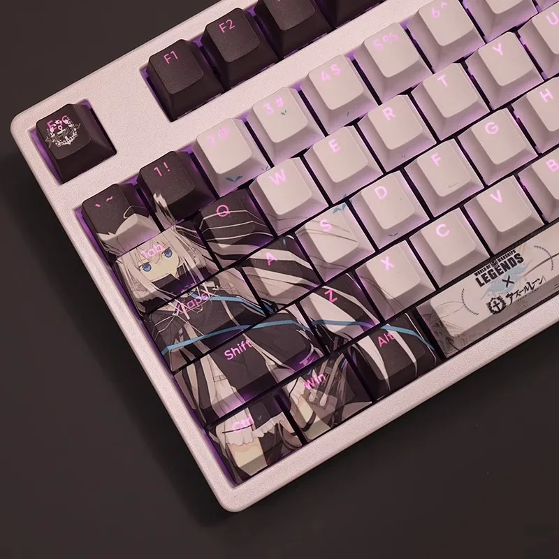 Azur Lane Ijn Kawakaze Keycap Pbt Dye Subbed Backlit Keycaps Desenhos Animados Anime Gaming Key Caps para Ansi 61 87 104 108 Conjunto Chaves - Imagem 5