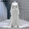 Eightale Muslim Wedding Dress High Neck Satin Customized White Ivory Arabic Bridal Gown Long Sleeves Vestido De Noiva 1