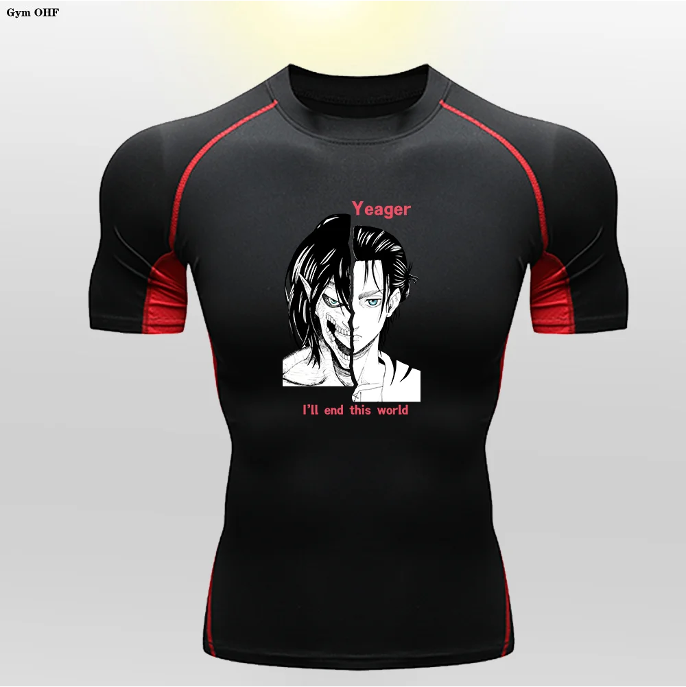 Children's Tight Fitting Anime Printed T-shirt With Long Sleeves Short Sleeves Breathable High Elasticity Quick Drying GYM