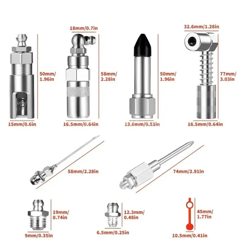 Lubrication Adapter Coupler Connector Grease Needle Nozzle Injectors Tool for Mechanical Use Heavy Machinery Maintenance
