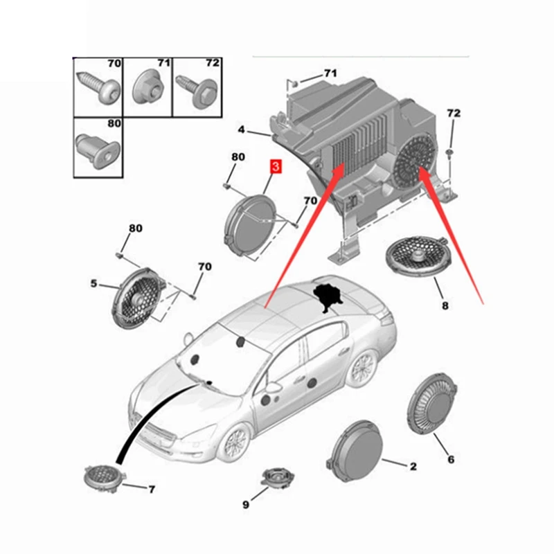 

Автомобильный динамик, усилитель звука, Φ 9666893880 для Peugeot 508 (2011-2015) 508SW