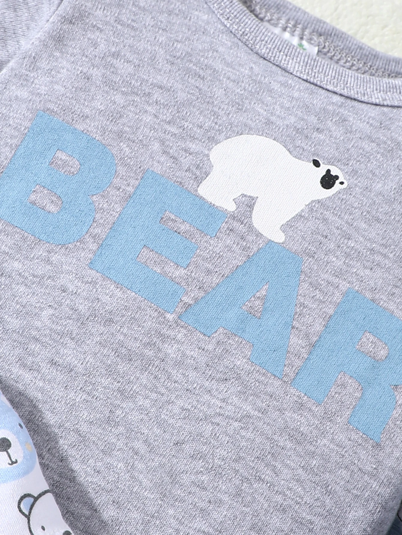 3PCS Bear Print Baby Jumpsuits 3