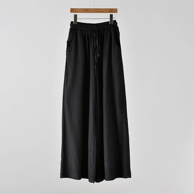 cropped leggings Full Length Wide Leg Pants Vintage Loose Elastic Waist Solid Color 2022 New Summer Clothes Pockets Women Pants RV874 carhartt pants Pants & Capris