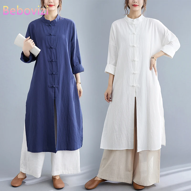 Retro Chinese Style Cotton Linen Top Tai Chi Kungfu Tea Lay Buddhist Clothing