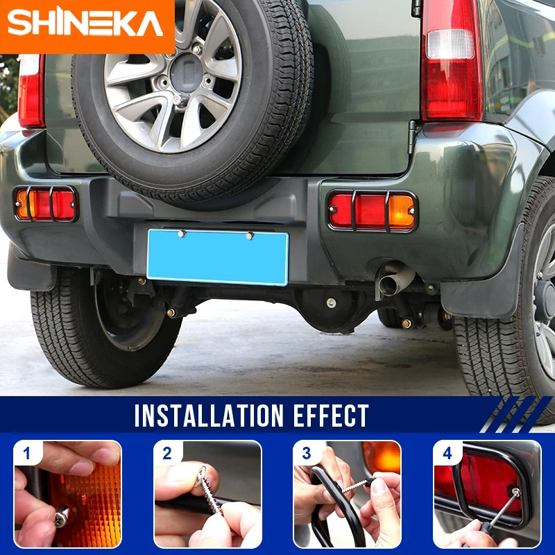 Tail Lamp Cover Fog Lamp Frame Cover SHINEKA Lamp Hoods for Suzuki Jimny 2007 Up Car Rear Bumper