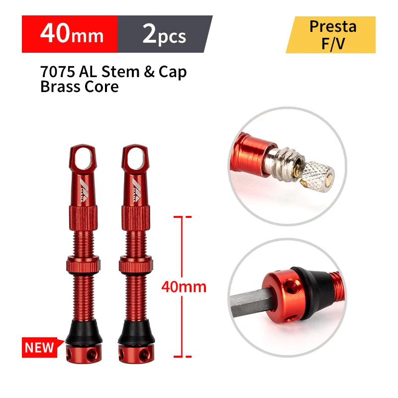High-Performance Aluminum Alloy Presta Valve Pair for Tubeless Bikes