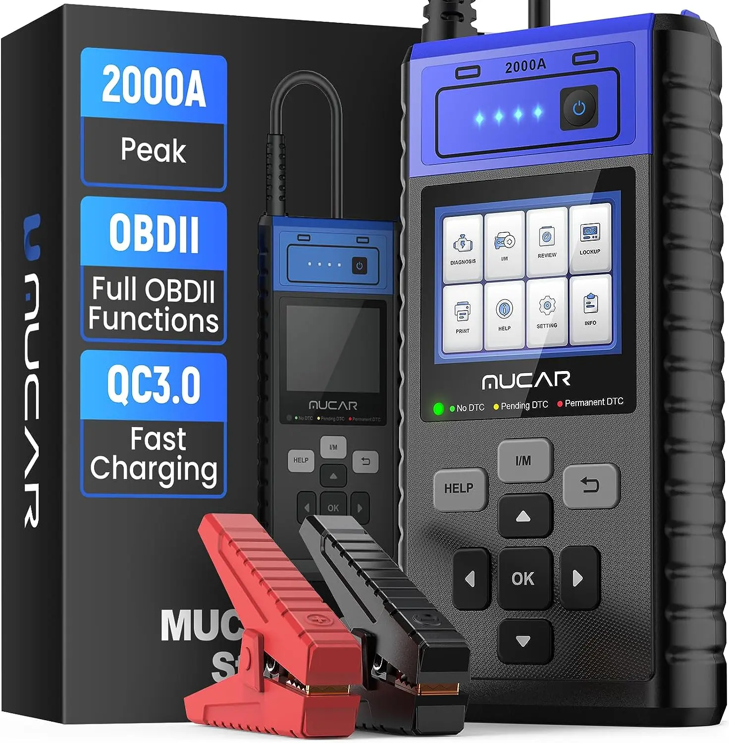 

Jump Starter with OBD2 Scanner, 2000A Enhanced Car Battery Jumper, Up to 8.0L Gas & 6.5L Diesel Engine, Full OBD2 Scanner Di