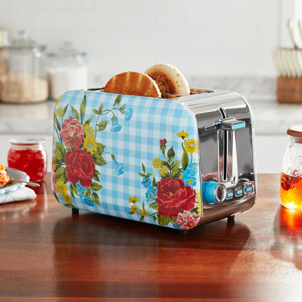 

Новинка 2023, тостер Pioneer Woman Sweet Rose на 2 ломтика, синий