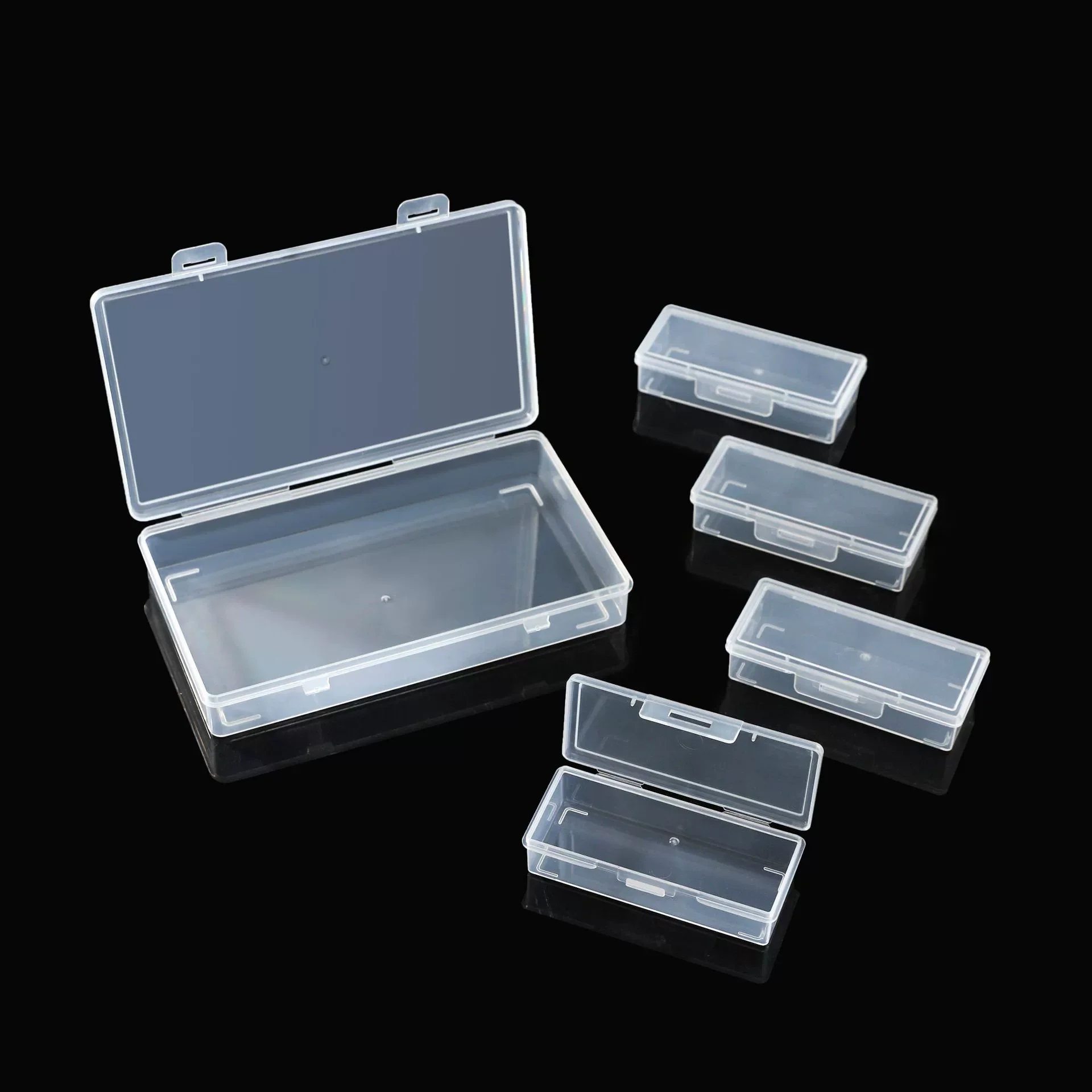 4 Adjustable Dividers Clear Plastic Storage Organizer Box - Craft & Sewing Supplies Container with Removable Compartments - 6
