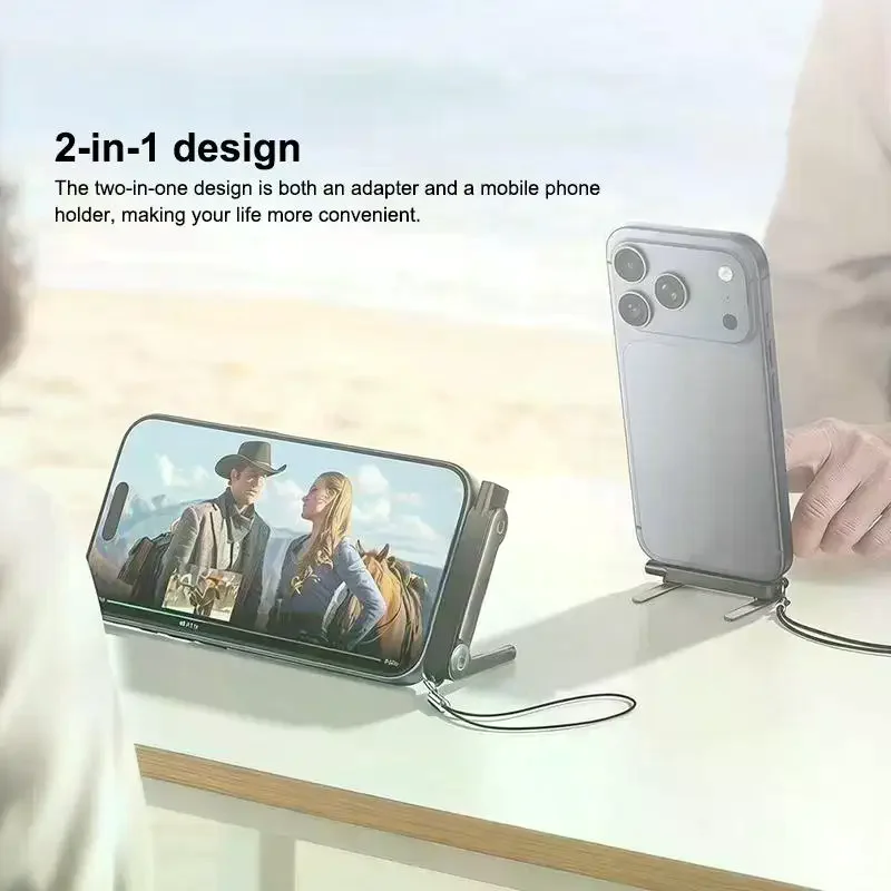 240W USB C OTG 어댑터(스탠드 포함) 90도 각도형 C타입 암-IP타입 수 변환기(IP 17 16 고속 충전 어댑터 변환기)